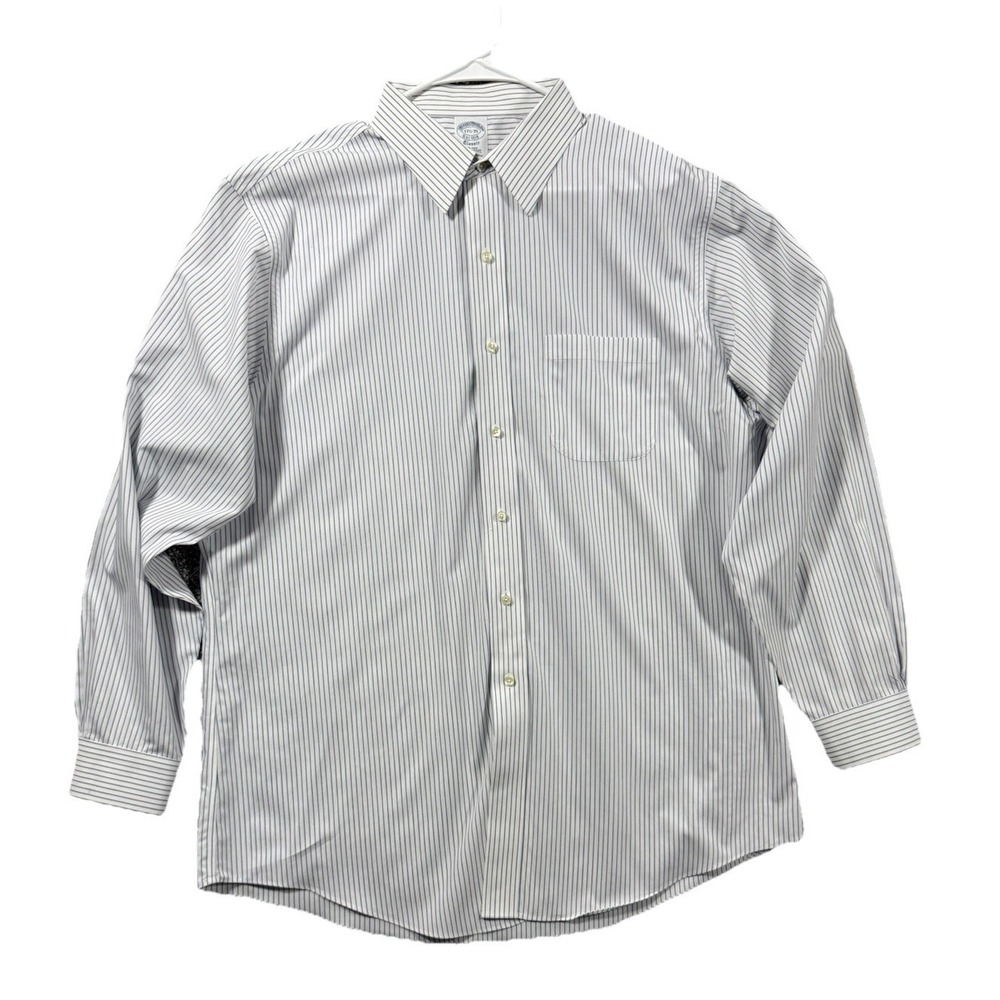 Brooks Brothers 1818 Classic Dress Shirt Mens 17.5 35โ Blue Stripe Non Iron
